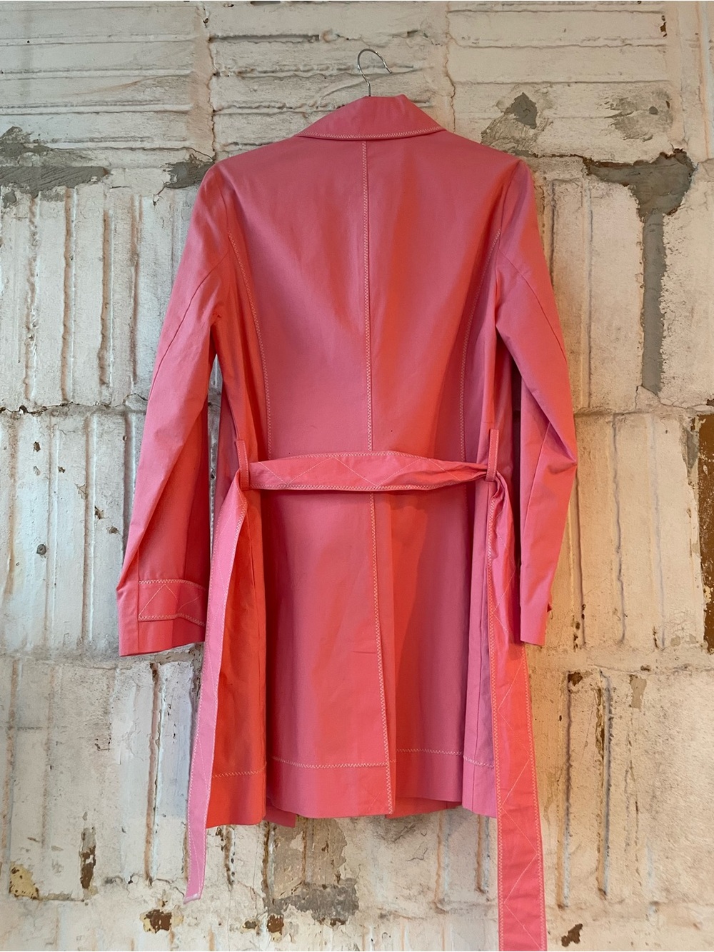 Sigrid Olsen Sport Pink Belted Trench Coat XS Y2K - Picture 7 of 8